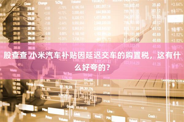 股查查 小米汽车补贴因延迟交车的购置税，这有什么好夸的？